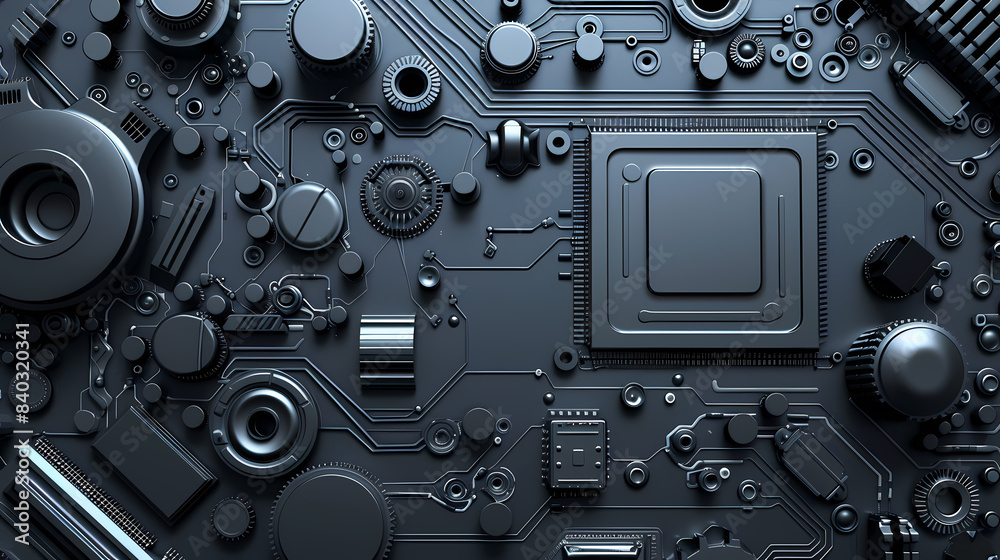 Close-up of a detailed electronic motherboard showcasing various components and circuits in a high-tech environment. Close-up of a detailed electronic motherboard showcasing various components and circuits in a high-tech environment.