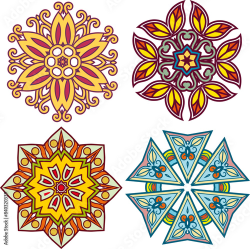 Vector vintage style  colorful ornament collection