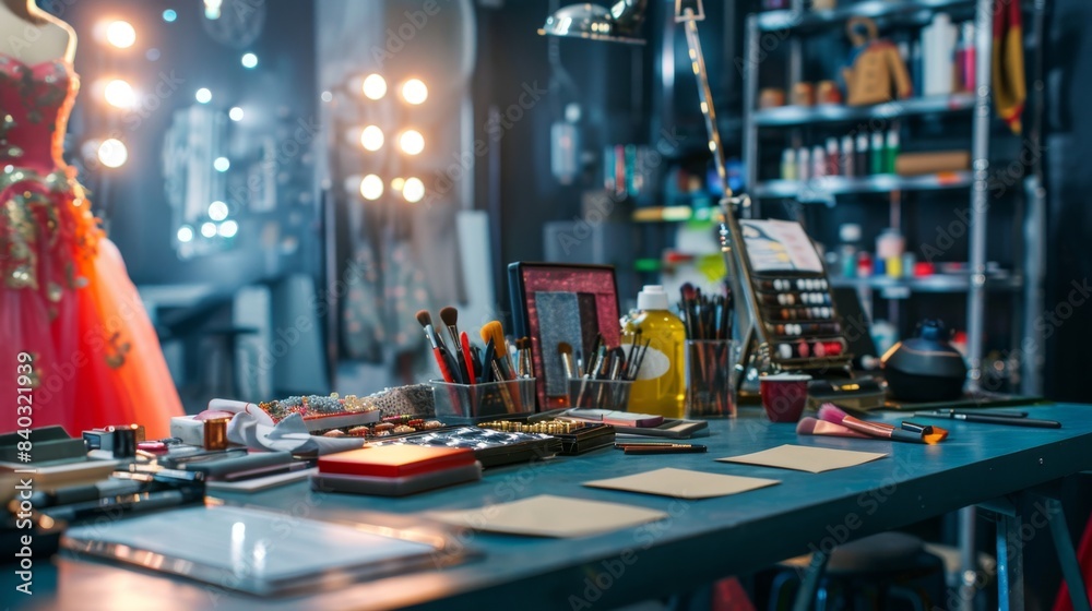 custom made wallpaper toronto digitalBackstage Elegance Professional Dance Troupe's Dynamic Workspace with Business Cards Costumes and Rehearsal Schedules