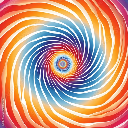 Vibrant colorful abstract spiral design with gradients of red, orange, and blue, creating a dynamic and mesmerizing visual effect.