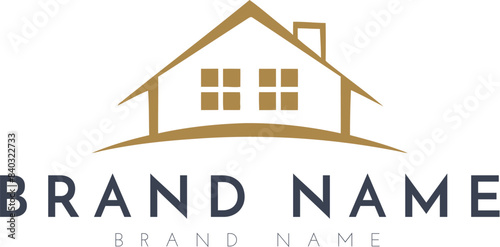 Flat gradient real estate logo design template.AI generative
