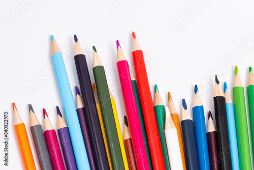 Colored pencils for school, background with colorful pencils, colorful pencils isolated on white background,color pencils with different color,colorful crayons background
