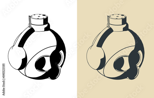Enclosed ball gimbal camera illustrations