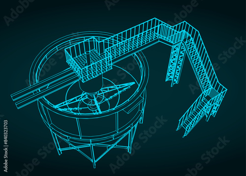 Mining Thickener Tank Isometric Blueprint