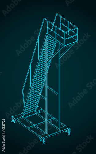 Mobile work platform isometric blueprint