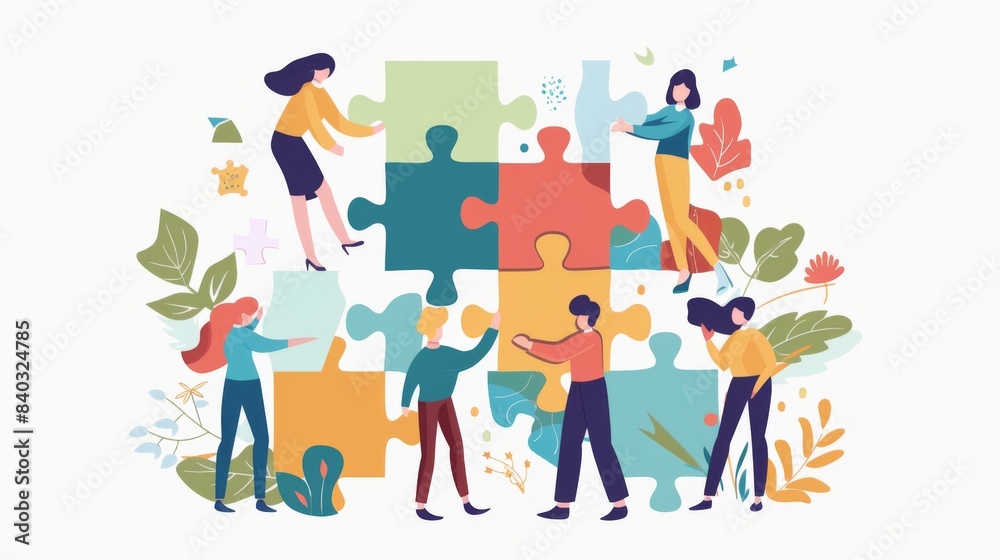 Concept of teamwork and partnership. Hands join puzzle pieces in the office. business people putting the jigsaws team together.Charity, volunteer. Concept of teamwork and partnership. Hands join puzzle pieces in the office. business people putting the jigsaws team together.Charity, volunteer.