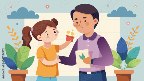 Father's Day Surprise: Daughter's Gift Vector Illustration