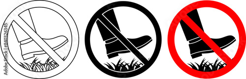 Do not step on grass sign set