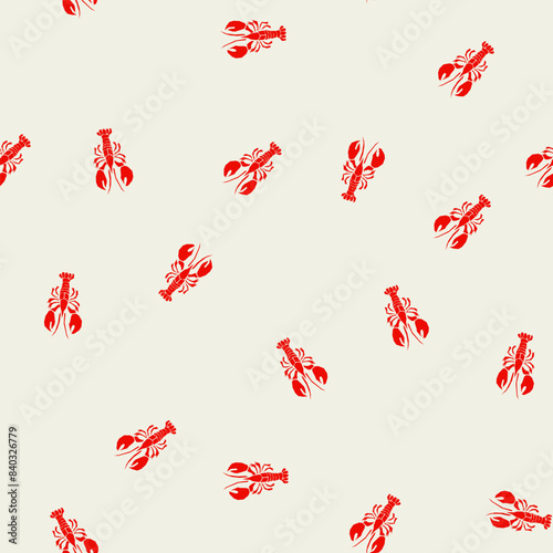 Lobster all over print pattern repeat. Seamless red lobsters sea backround. Summer trendy background