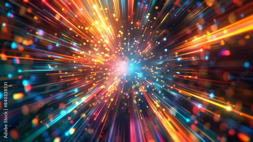 Explosion colorful rays. Shine dynamic scene. Magic moving fast lines. Hologram display. Bright blurred waves. Stylish space bright fantasy abstract background. Future tech. Explosion colorful rays. Shine dynamic scene. Magic moving fast lines. Hologram display. Bright blurred waves. Stylish space bright fantasy abstract background. Future tech.