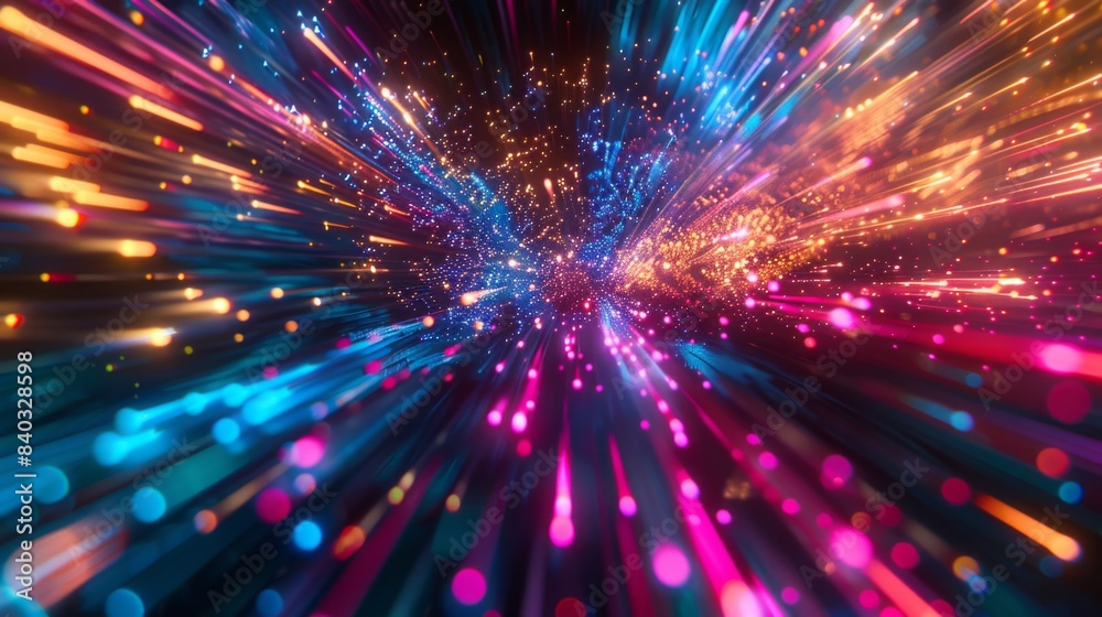Explosion colorful rays. Shine dynamic scene. Magic moving fast lines. Hologram display. Bright blurred waves. Stylish space bright fantasy abstract background. Future tech. Explosion colorful rays. Shine dynamic scene. Magic moving fast lines. Hologram display. Bright blurred waves. Stylish space bright fantasy abstract background. Future tech.