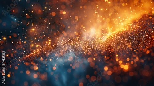 an abstract light background with fire sparks and fire embers the bonfire in motion is lit by dark glitter and fire particles.stock image © Wiseman