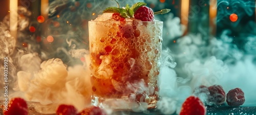 Zombie Cocktail. Cocktail Zombie in glass with fog food photography