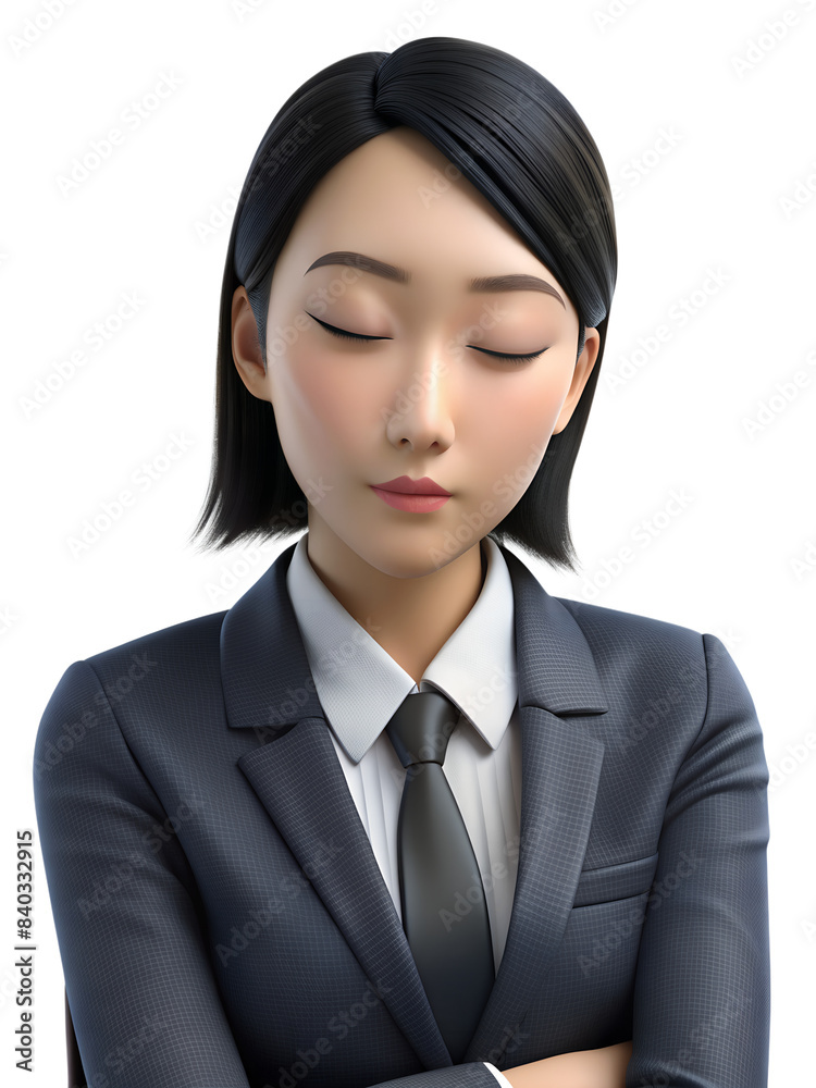 3d cartoon style illustration of office girl sitting and sleeping isolated on background 3d cartoon style illustration of office girl sitting and sleeping isolated on background