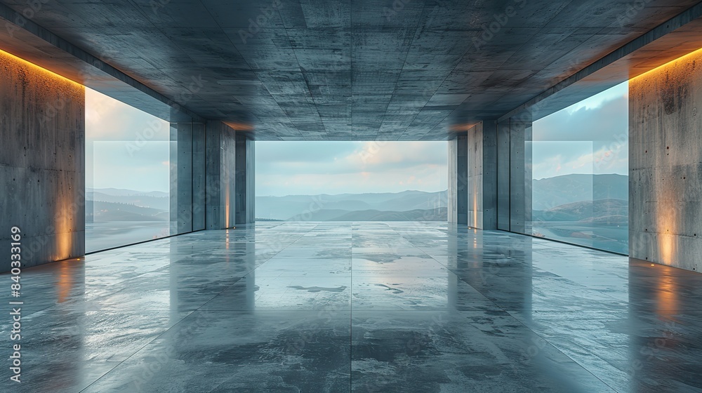 the background of a car presentation is a d rendering of modern architecture with an empty concrete floor.stock photo the background of a car presentation is a d rendering of modern architecture with an empty concrete floor.stock photo
