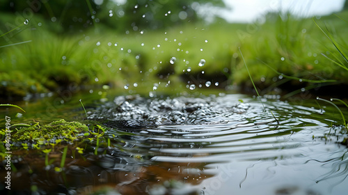 A close-up of nature flooded grassland plants