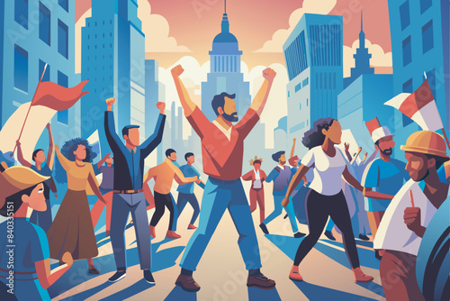 people fighting for freedom flat vector illustration