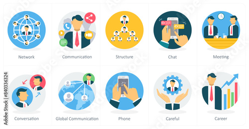 A set of 10 business icons as network, communication, structure