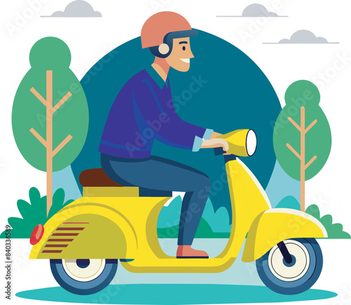 man drive scooter vector illustration