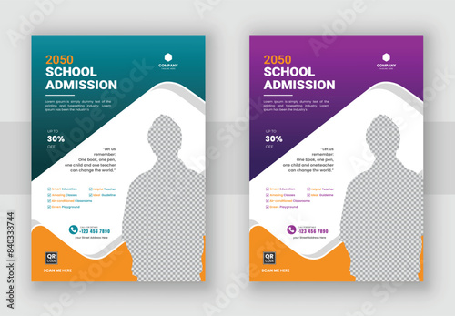 Back to school admission a4 flyer design or kids education leaflet poster template