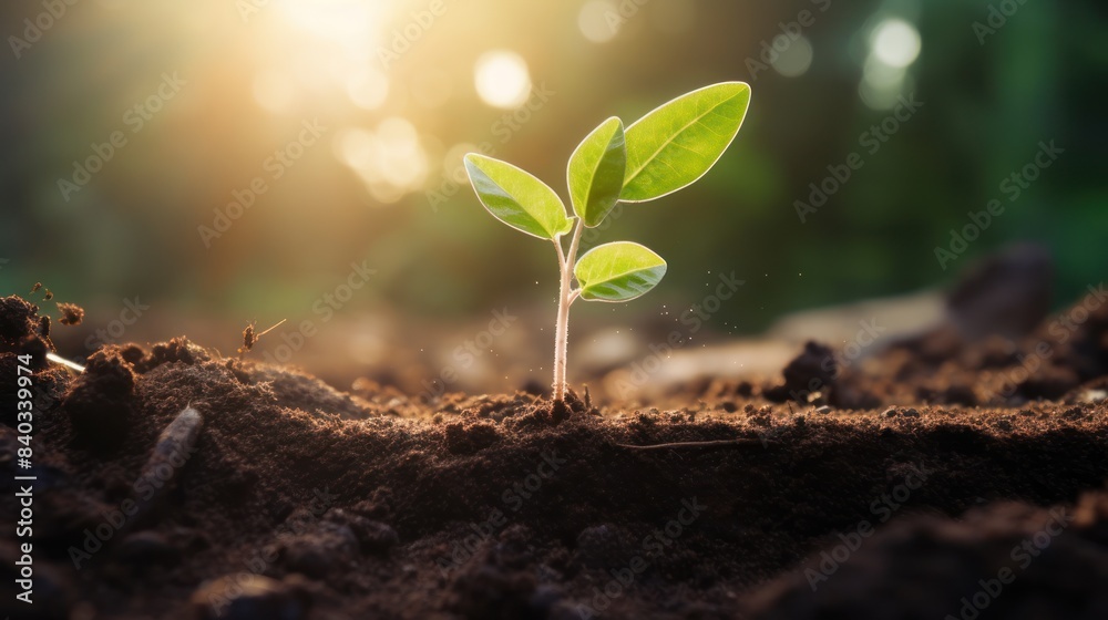a seedling breaking through the soil, a seedling breaking through the soil,