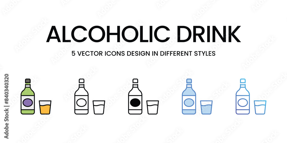 Alcoholic Drink icons vector set stock illustration. Alcoholic Drink icons vector set stock illustration.
