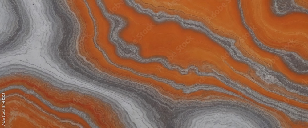  Silver, orange and grey marble texture and background. Color gradient rough abstract background shine bright light and glow template empty space. Wallpaper.