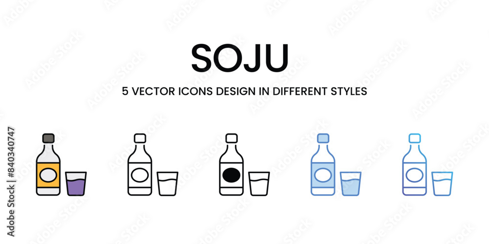 Soju icons vector set stock illustration. Soju icons vector set stock illustration.