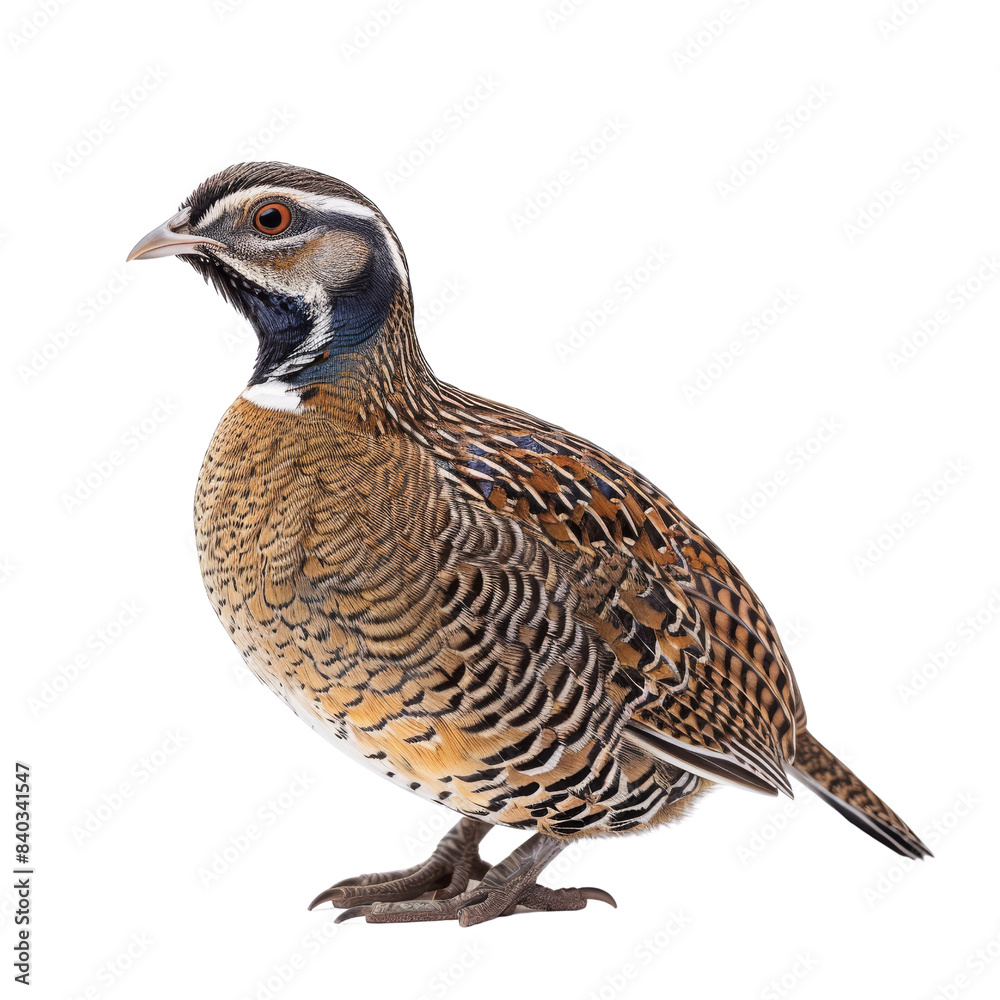 Fototapeta premium A beautifully detailed bird with intricate feather patterns on transparent background, idea for nature and wildlife themes.