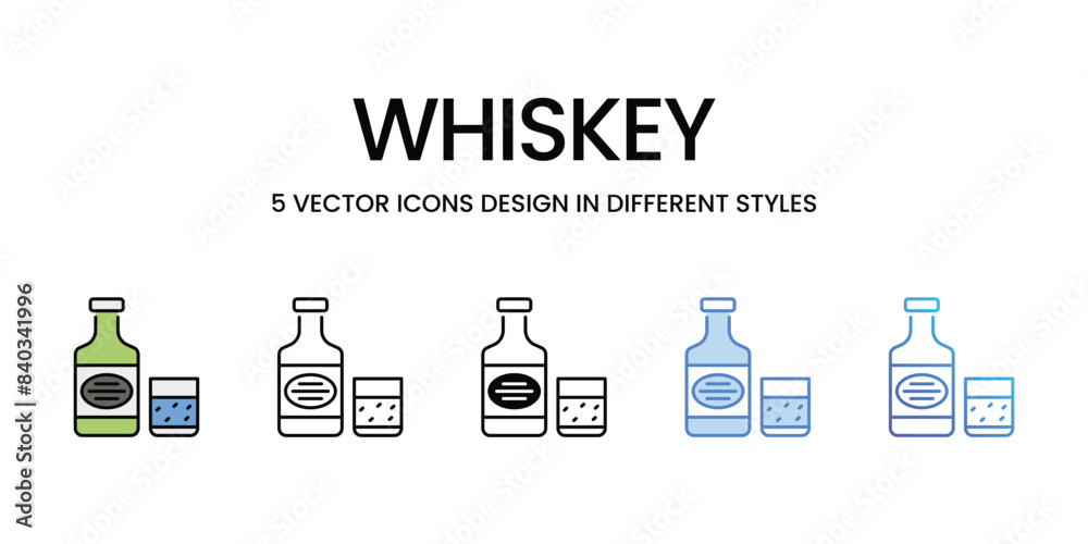 Whiskey icons vector set stock illustration. Whiskey icons vector set stock illustration.