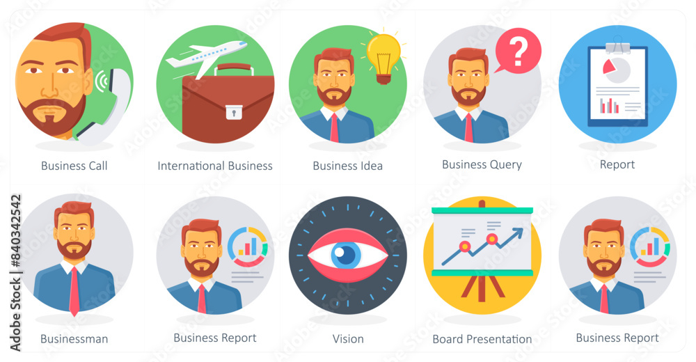 A set of 10 Business icons as business call, international business, business idea A set of 10 Business icons as business call, international business, business idea