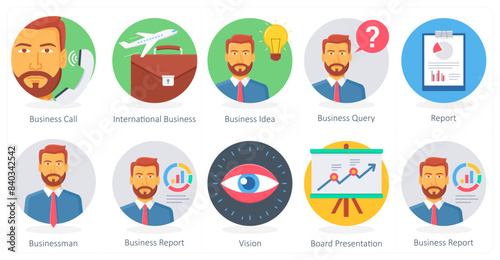 A set of 10 Business icons as business call, international business, business idea