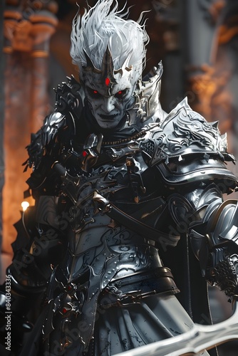 Towering Malevolent Vampire Knight in Foreboding Gothic Plate Armor Wielding Deadly Glaive