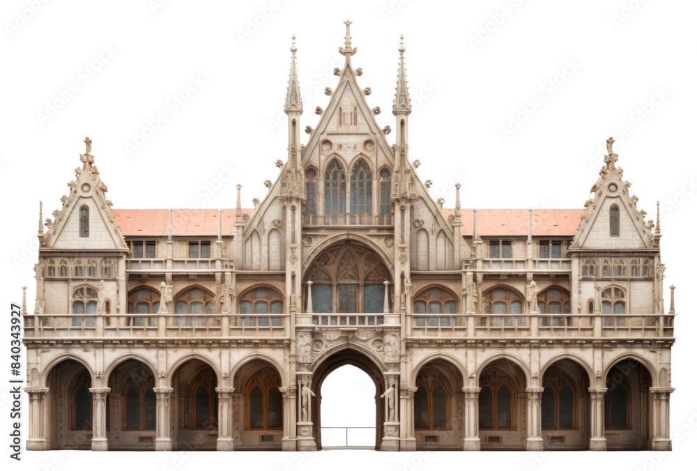 Fototapeta premium PNG Gothic market architecture building white background spirituality.