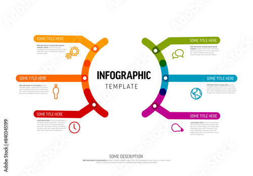 Obraz na płótnie Multipurpose horizontal infographic layout template with big center and six smaller elements w salonie