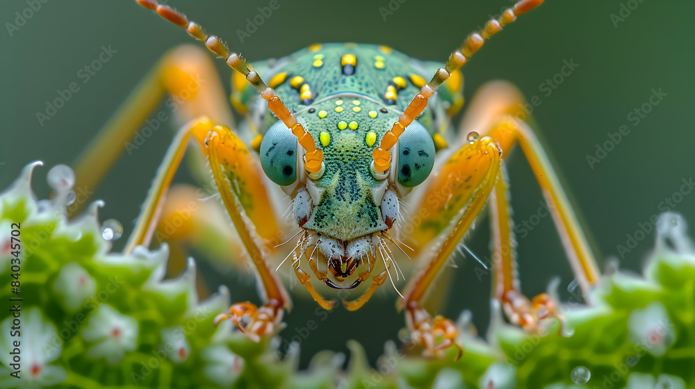 Fototapeta premium A close-up of nature savannah insects resting on plants