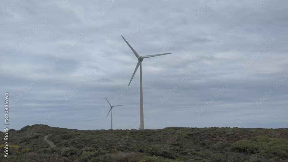 Two wind turbine spinning. Denmark, Western Australia. 4k Two wind turbine spinning. Denmark, Western Australia. 4k