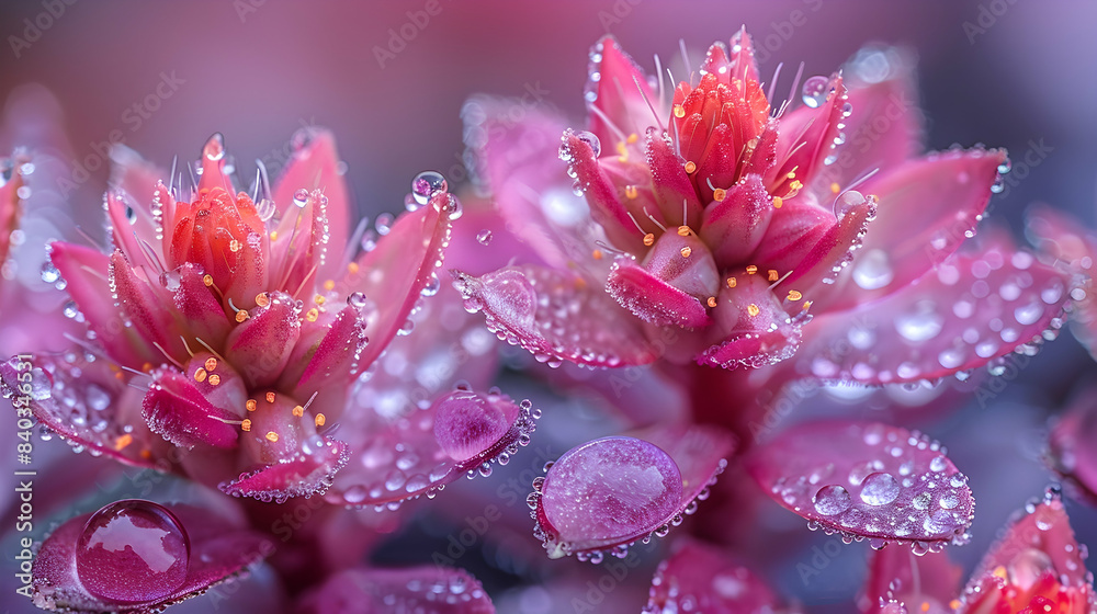 A close-up of nature spring plants with dew drops A close-up of nature spring plants with dew drops