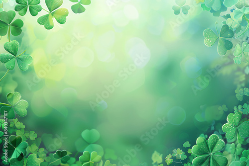 green abstract background with clover for st. patrick's day