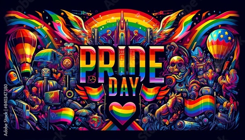 Vibrant Pride Day Banner with Bold  Pride Day  Caption