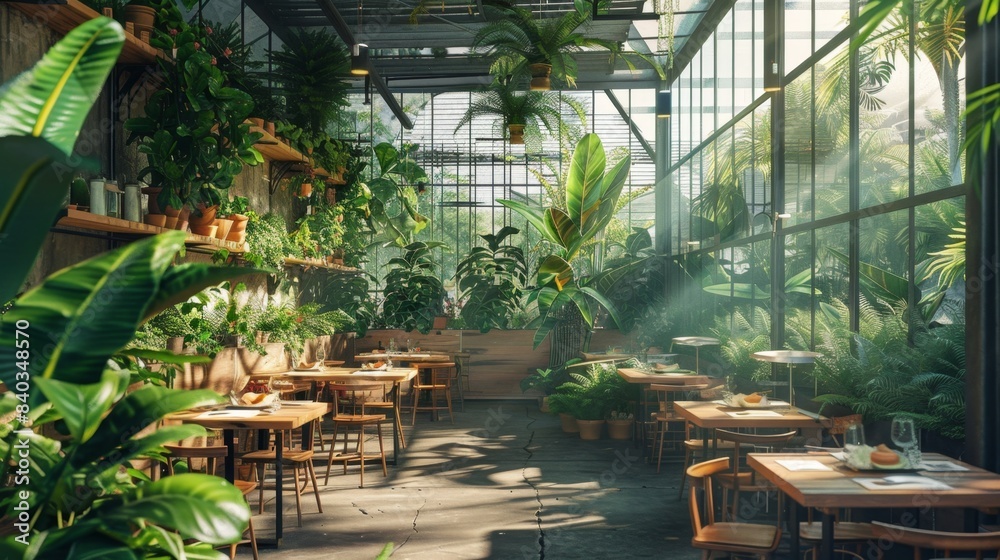 Greenhouse Haven Vibrant Cafe Setting with Blank Business Cards Organic Meals and Lush Plant Surroundings Greenhouse Haven Vibrant Cafe Setting with Blank Business Cards Organic Meals and Lush Plant Surroundings