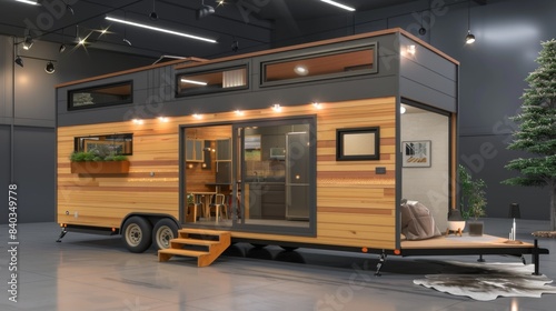 Modern EcoFriendly Tiny Home Community Showcasing Sustainable Living and Design Consultations with Blank Business Cards
