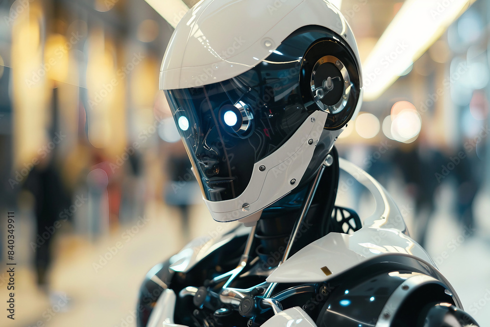 Generative AI creative picture Robot cyborg in activities of daily life routine living together with people Generative AI creative picture Robot cyborg in activities of daily life routine living together with people