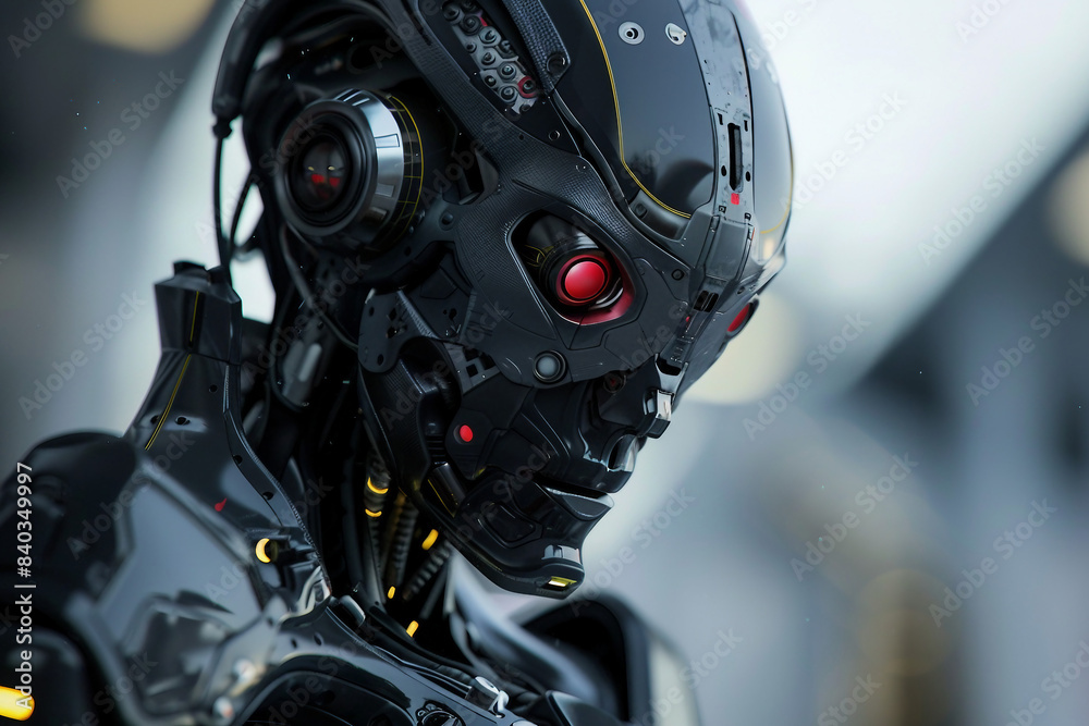 Generative AI creative picture Robot cyborg in activities of daily life routine living together with people Generative AI creative picture Robot cyborg in activities of daily life routine living together with people