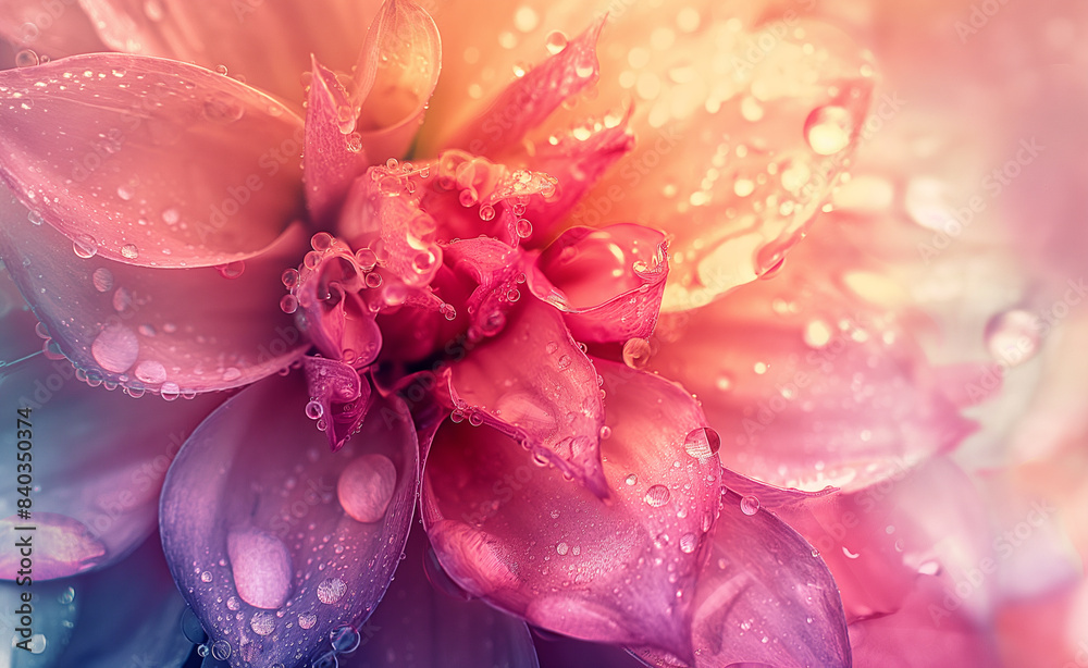 Close-up of a flower with vibrant petals and dewdrops, emphasizing the intricate details and colors.
Close-up of a flower with vibrant petals and dewdrops, emphasizing the intricate details and colors.