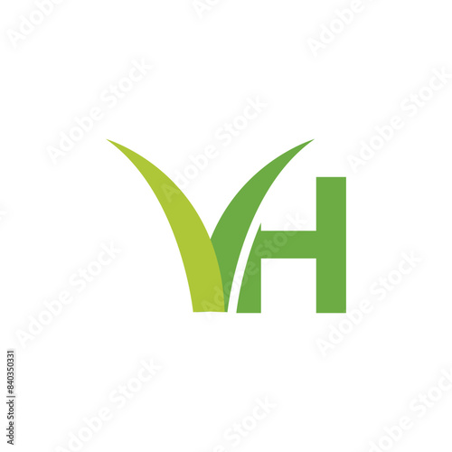 Letter H lawn grass logo icon vector template