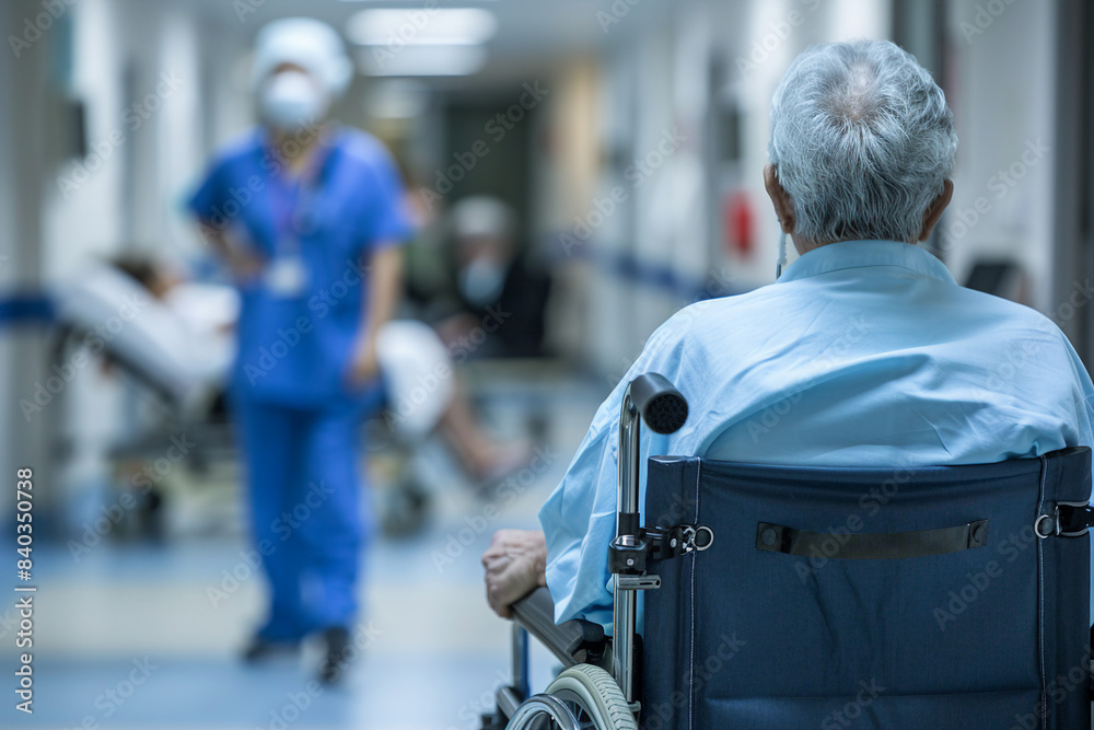 Nurse hospital health services, smiling nurse caring for the aged granny grandpa, Generative AI picture Nurse hospital health services, smiling nurse caring for the aged granny grandpa, Generative AI picture