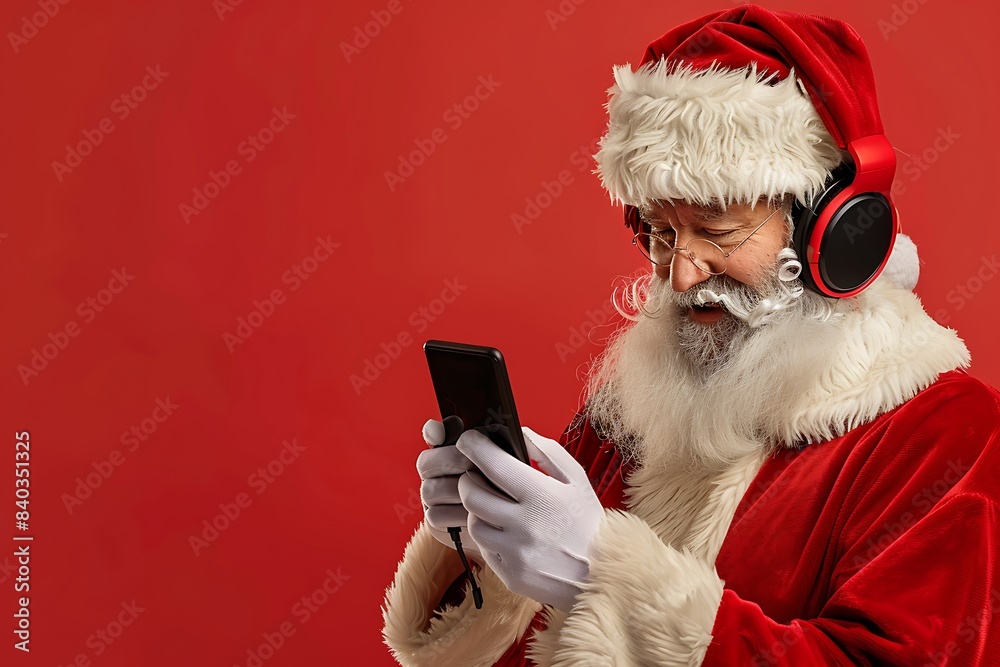 santa claus using a smartphone santa claus using a smartphone