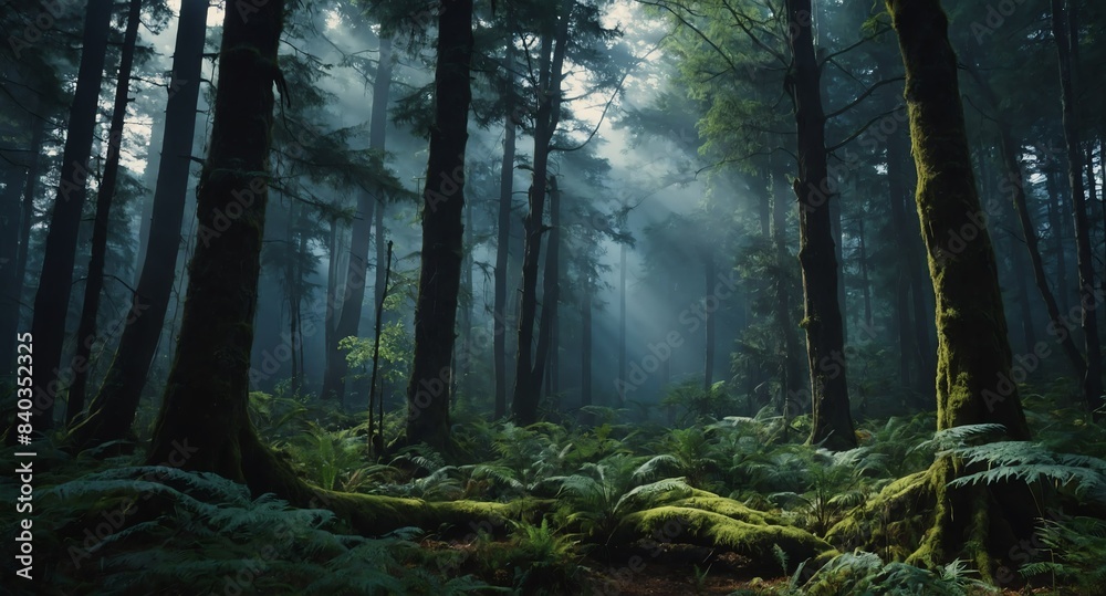 Obraz premium empty magical forest landscape banner copyspace background