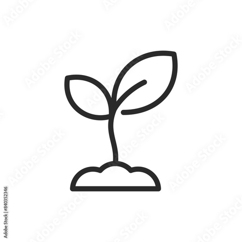 Sprout in soil, linear style icon. Plant. Editable stroke width